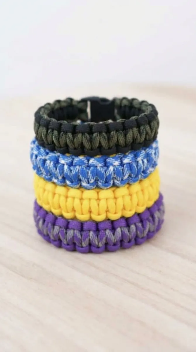 A friendship bracelet knotted by hand