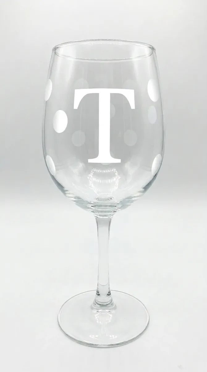 Wine Glasses Etched With Her Initials