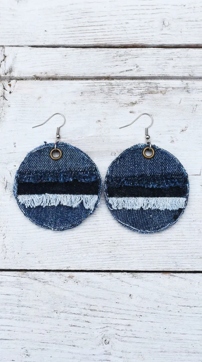Earrings Cut From Old Jeans