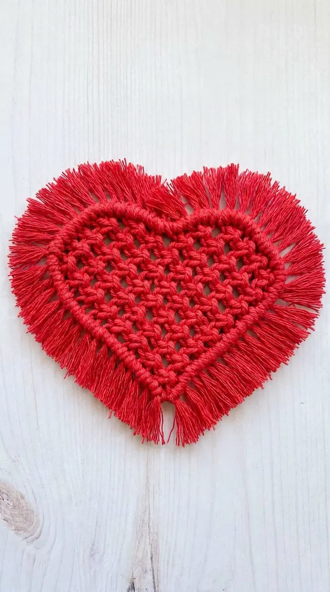 Heart-Shaped Macrame Coasters