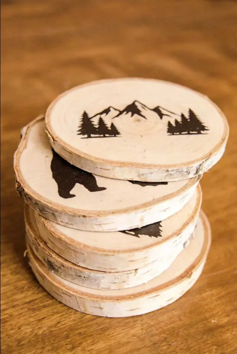 Painted Wood-Slice Coasters